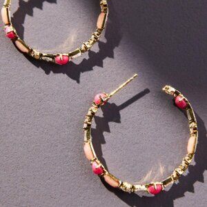 Anthropologie Shades of Sea Glass & Opal Hoop Earrings NWT